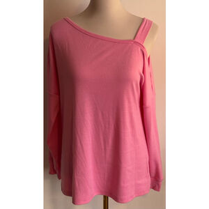 Women's Jinkesi Pink Long Sleeve Cold Shoulder Tee M